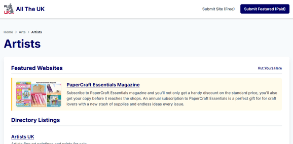 Example of a featured site listing